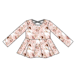 Jolly Snowman - Pink Gia Long Sleeve Peplum - Knit - Pre Order - Christmas Special