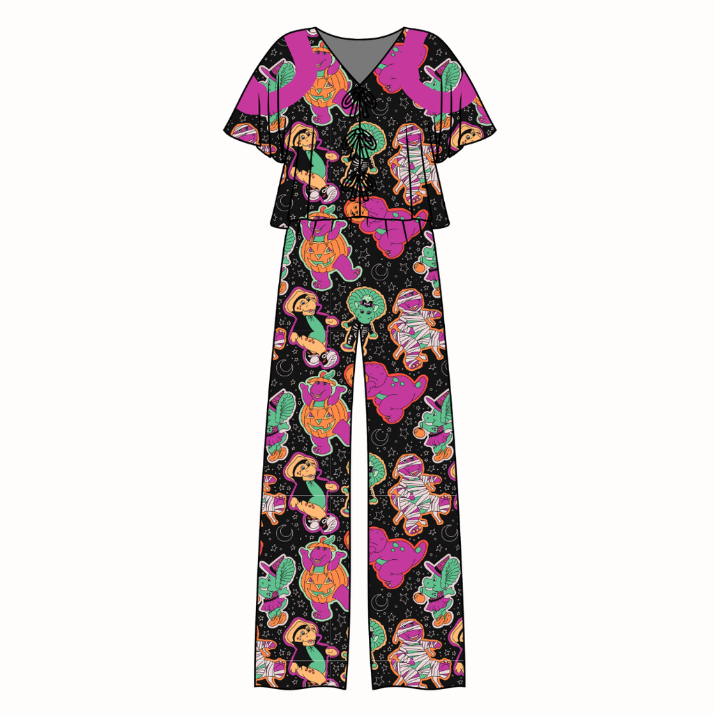 Dino Boo Bash - Lollipop Women's Front Tie Set Bamboo - Pre Order