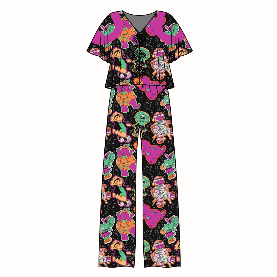 Dino Boo Bash - Lollipop Women's Front Tie Set Bamboo - Pre Order