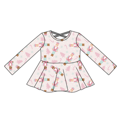 Sugarplum Gia Long Sleeve Peplum - Knit - Pre Order - Christmas Special