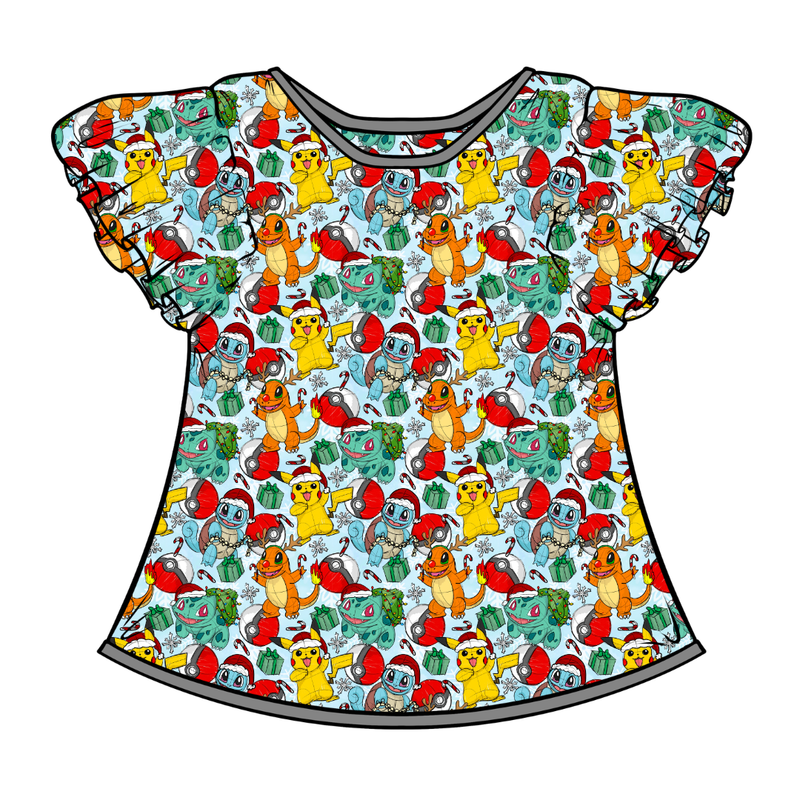 Gotta Catch Christmas Wynn Flutter Sleeve Top - Bamboo - Pre Order - Christmas Special