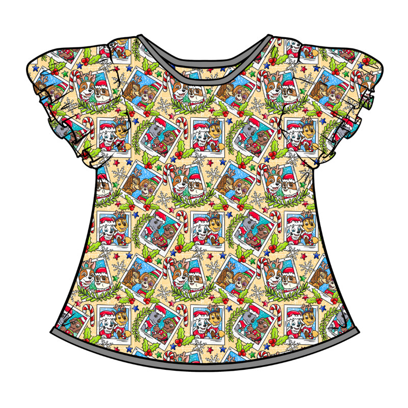 Paws & Claus Wynn Flutter Sleeve Top - Bamboo - Pre Order - Christmas Special