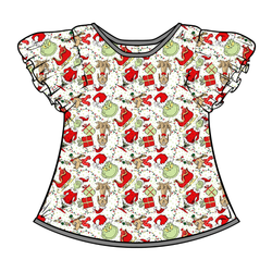Mistle Toe & Mischief Wynn Flutter Sleeve Top - Bamboo - Pre Order - Christmas Special