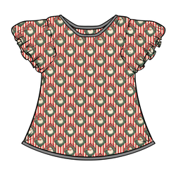Candy Cane Lane Wynn Flutter Sleeve Top - Bamboo - Pre Order - Christmas Special