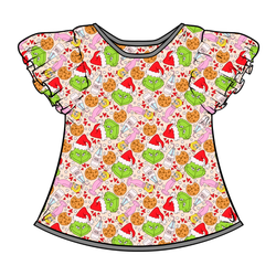 Heart of Whoo Ville Wynn Flutter Sleeve Top - Bamboo - Pre Order - Christmas Special