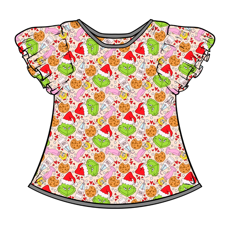 Heart of Whoo Ville Wynn Flutter Sleeve Top - Bamboo - Pre Order - Christmas Special