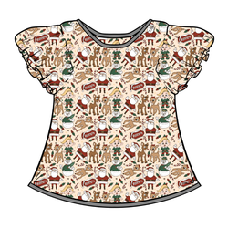 Red Nose Wynn Flutter Sleeve Top - Bamboo - Pre Order - Christmas Special