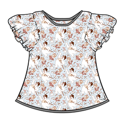 Jolly Snowman - Blue Wynn Flutter Sleeve Top - Bamboo - Pre Order - Christmas Special