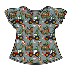 Farmhouse Christmas Wynn Flutter Sleeve Top - Bamboo - Pre Order - Christmas Special
