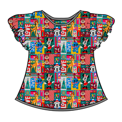 Jolly Patchwork Wynn Flutter Sleeve Top - Bamboo - Pre Order - Christmas Special