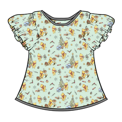 Woodland Christmas Wishes Wynn Flutter Sleeve Top - Bamboo - Pre Order - Christmas Special