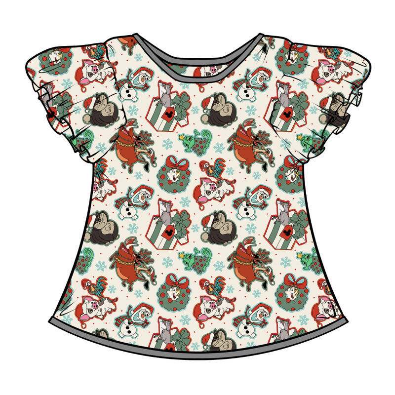 Christmas Sidekicks Wynn Flutter Sleeve Top - Bamboo - Pre Order - Christmas Special
