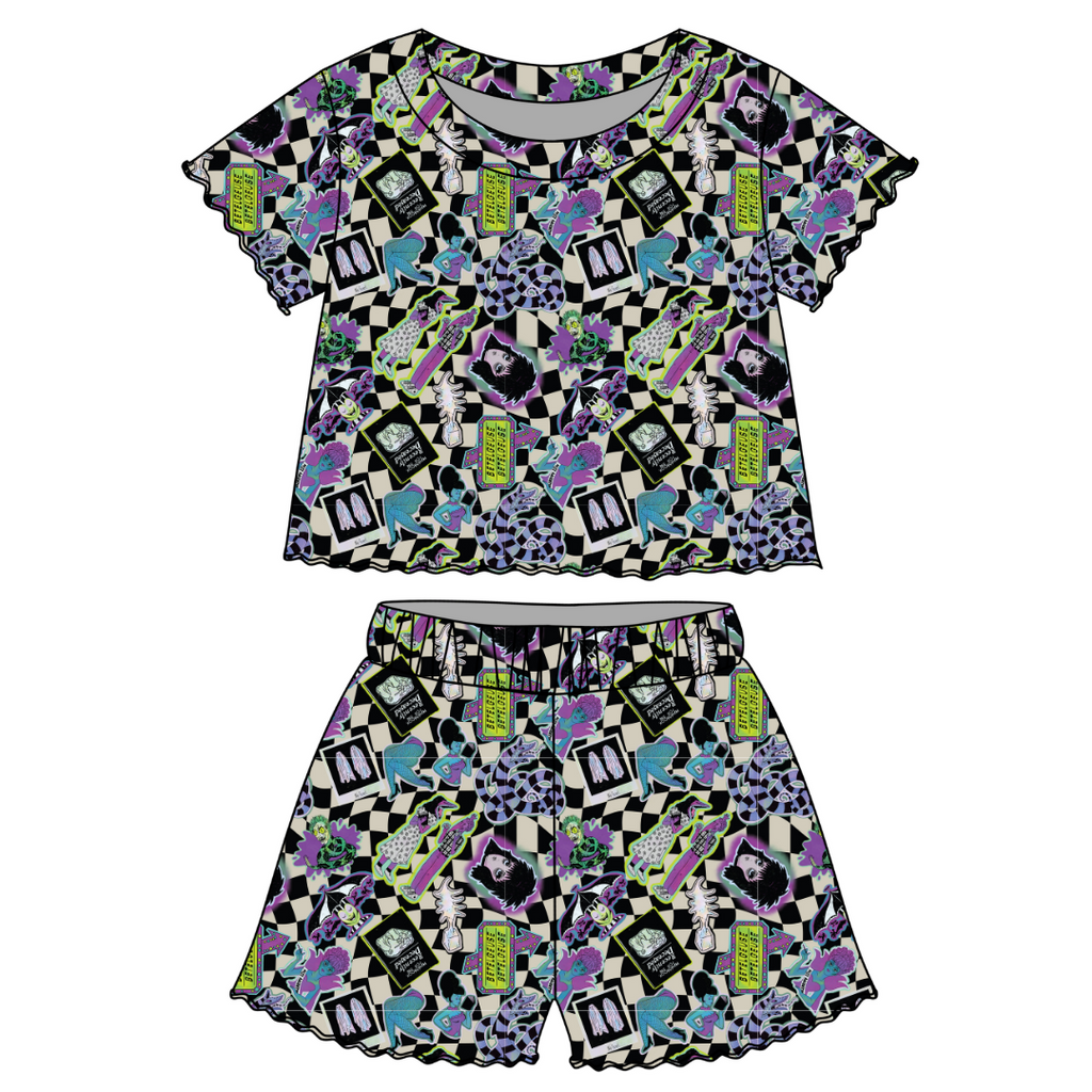 Strange - Orchid Ruffle Short Sleeve Short Set Bamboo - PRE ORDER