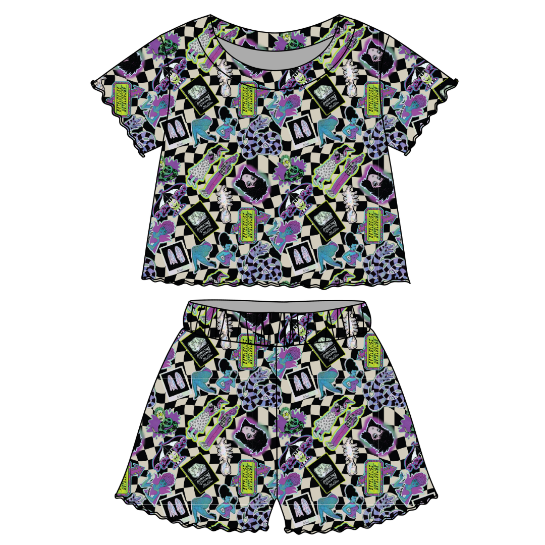 Strange - Orchid Ruffle Short Sleeve Short Set Bamboo - PRE ORDER