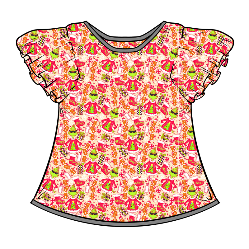 Baking Spirits Bright Wynn Flutter Sleeve Top - Bamboo - Pre Order - Christmas Special
