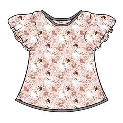 Jolly Snowman - Pink Wynn Flutter Sleeve Top - Bamboo - Pre Order - Christmas Special