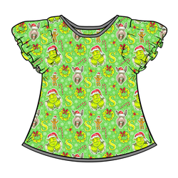 Swamp Bells Wynn Flutter Sleeve Top - Bamboo - Pre Order - Christmas Special