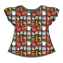 Christmas through the Years Wynn Flutter Sleeve Top - Bamboo - Pre Order - Christmas Special