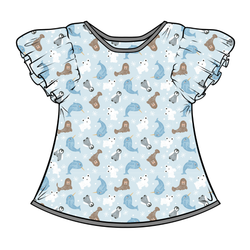 Snowy Sidekicks Wynn Flutter Sleeve Top - Bamboo - Pre Order - Christmas Special