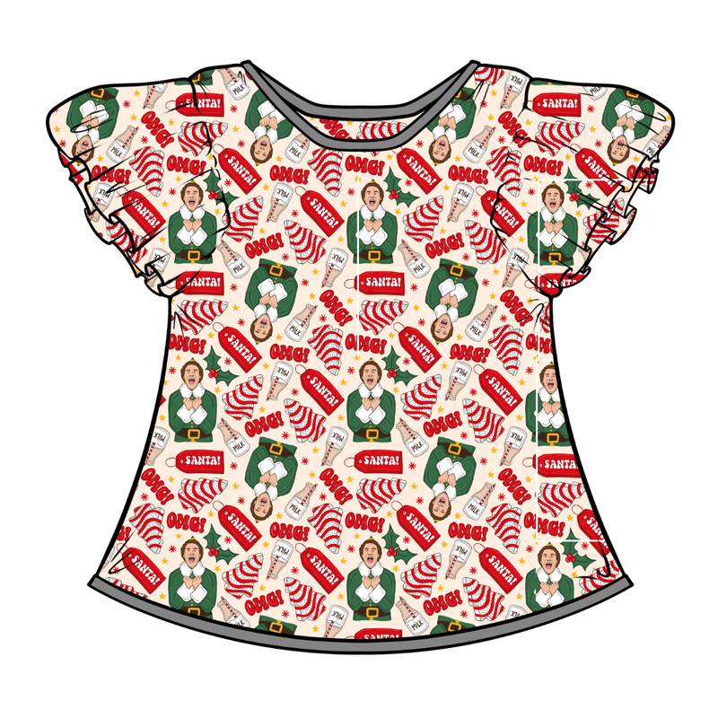 World's Best Elf Wynn Flutter Sleeve Top - Bamboo - Pre Order - Christmas Special