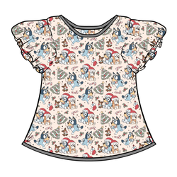 Heeler Holiday Wynn Flutter Sleeve Top - Bamboo - Pre Order - Christmas Special