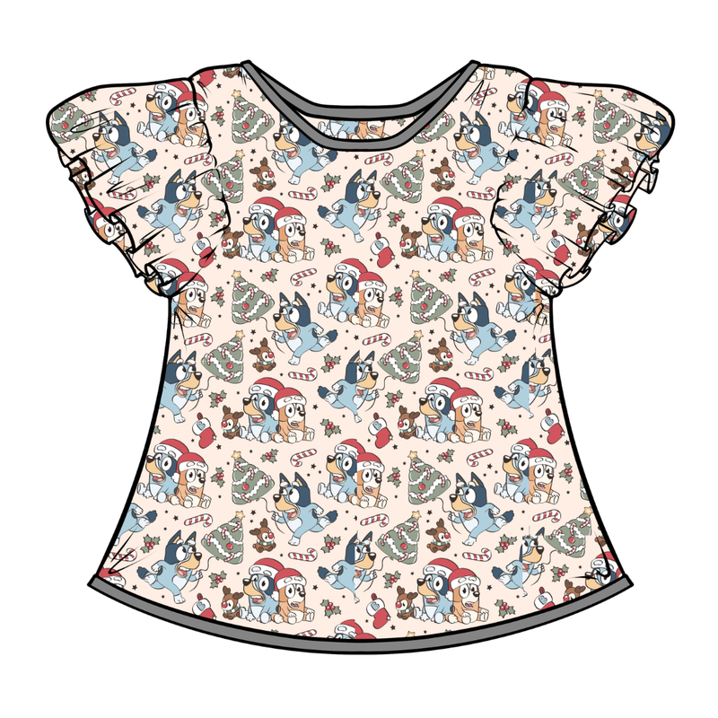 Heeler Holiday Wynn Flutter Sleeve Top - Bamboo - Pre Order - Christmas Special