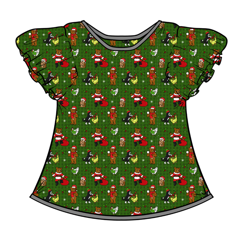 Cozy Cabin Christmas Wynn Flutter Sleeve Top - Bamboo - Pre Order - Christmas Special