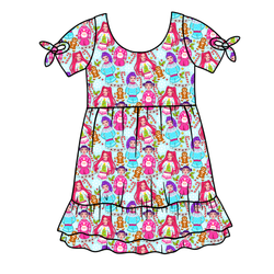 Holiday Pop Serenity Short Sleeve Lounge Dress - Bamboo - Pre Order - Christmas Special
