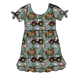 Farmhouse Christmas Serenity Short Sleeve Lounge Dress - Bamboo - Pre Order - Christmas Special