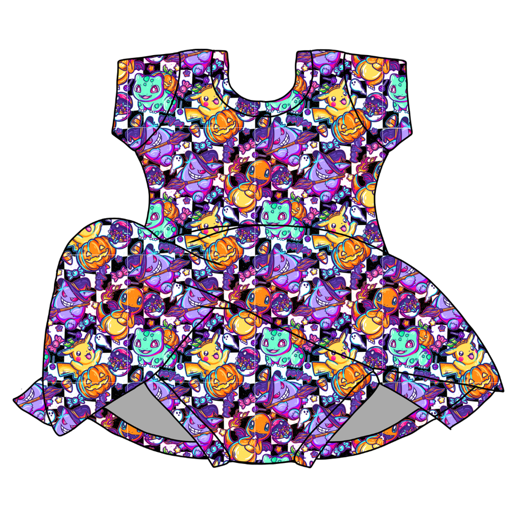 Pocket Monster - Chic Short sleeve Skirted Leotard Knit - PRE ORDER