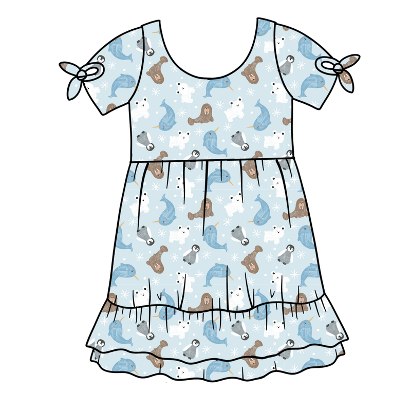 Snowy Sidekicks Serenity Short Sleeve Lounge Dress - Knit - Pre Order - Christmas Special