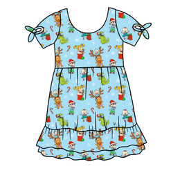 Holiday Parade Serenity Short Sleeve Lounge Dress - Bamboo - Pre Order - Christmas Special