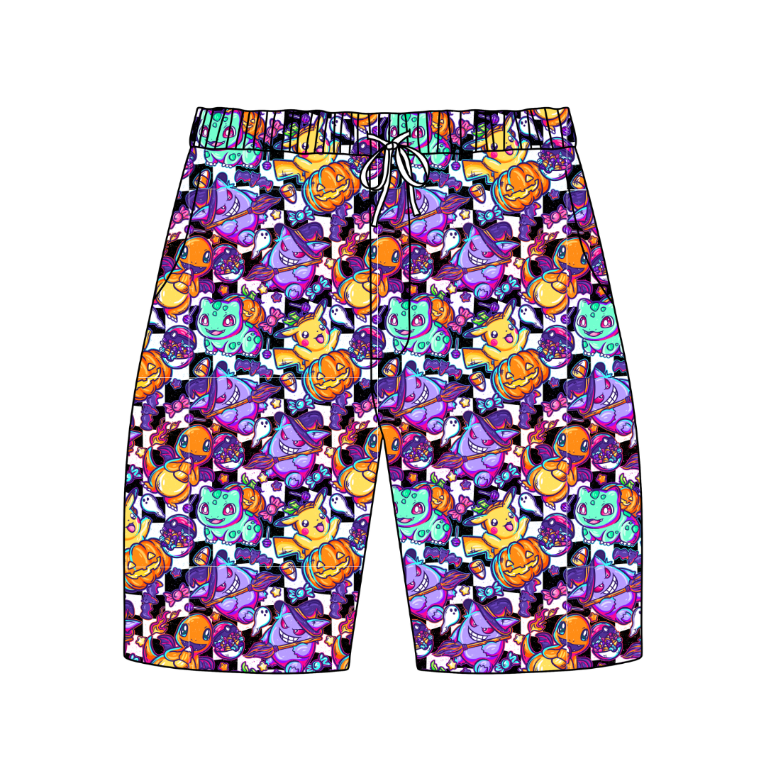 Pocket Monster Chill Extended Length Adult Pajama Bamboo Shorts - Pre Order