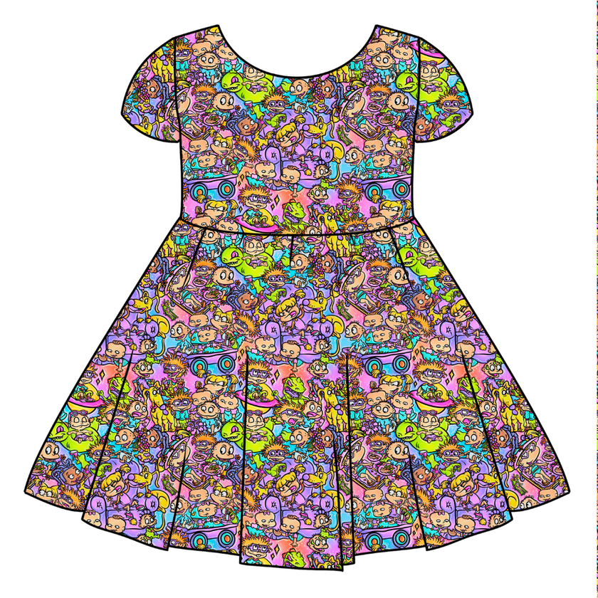 90's Playdate Honey Girl's Twirl Dress Bamboo - PRE ORDER