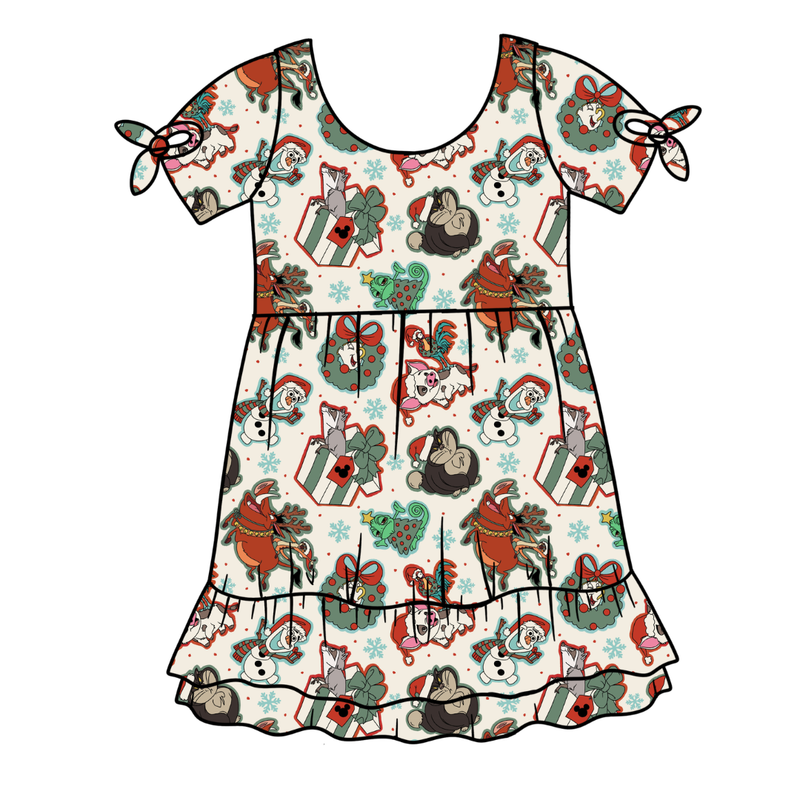Christmas Sidekicks Serenity Short Sleeve Lounge Dress - Bamboo - Pre Order - Christmas Special