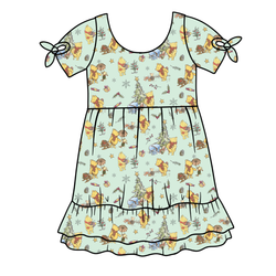 Woodland Christmas Wishes Serenity Short Sleeve Lounge Dress - Bamboo - Pre Order - Christmas Special