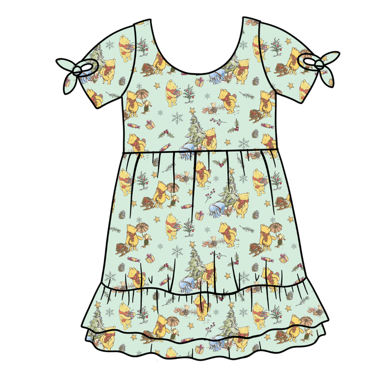 Woodland Christmas Wishes Serenity Short Sleeve Lounge Dress - Bamboo - Pre Order - Christmas Special