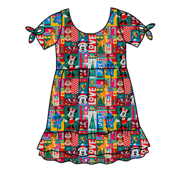 Jolly Patchwork Serenity Short Sleeve Lounge Dress - Bamboo - Pre Order - Christmas Special