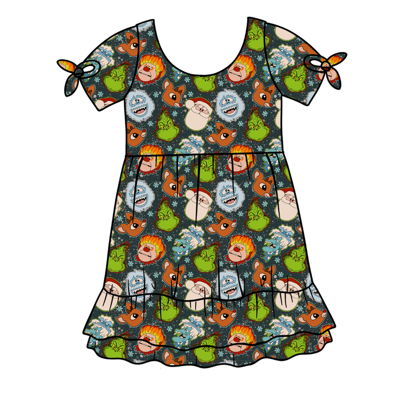 Classic Christmas Mischief Serenity Short Sleeve Lounge Dress - Bamboo - Pre Order - Christmas Special