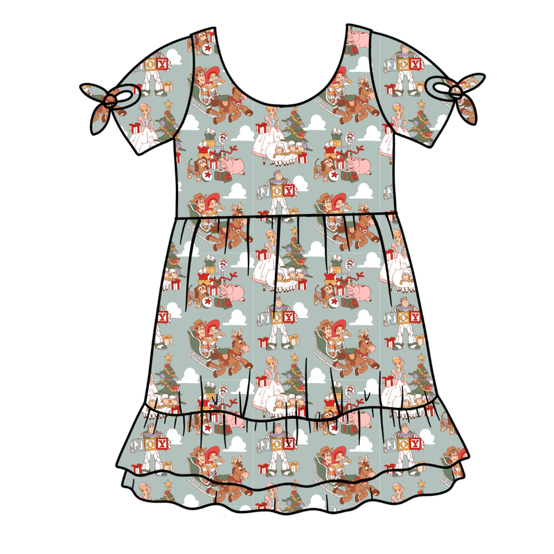 Christmas Toy Box Serenity Short Sleeve Lounge Dress - Bamboo - Pre Order - Christmas Special