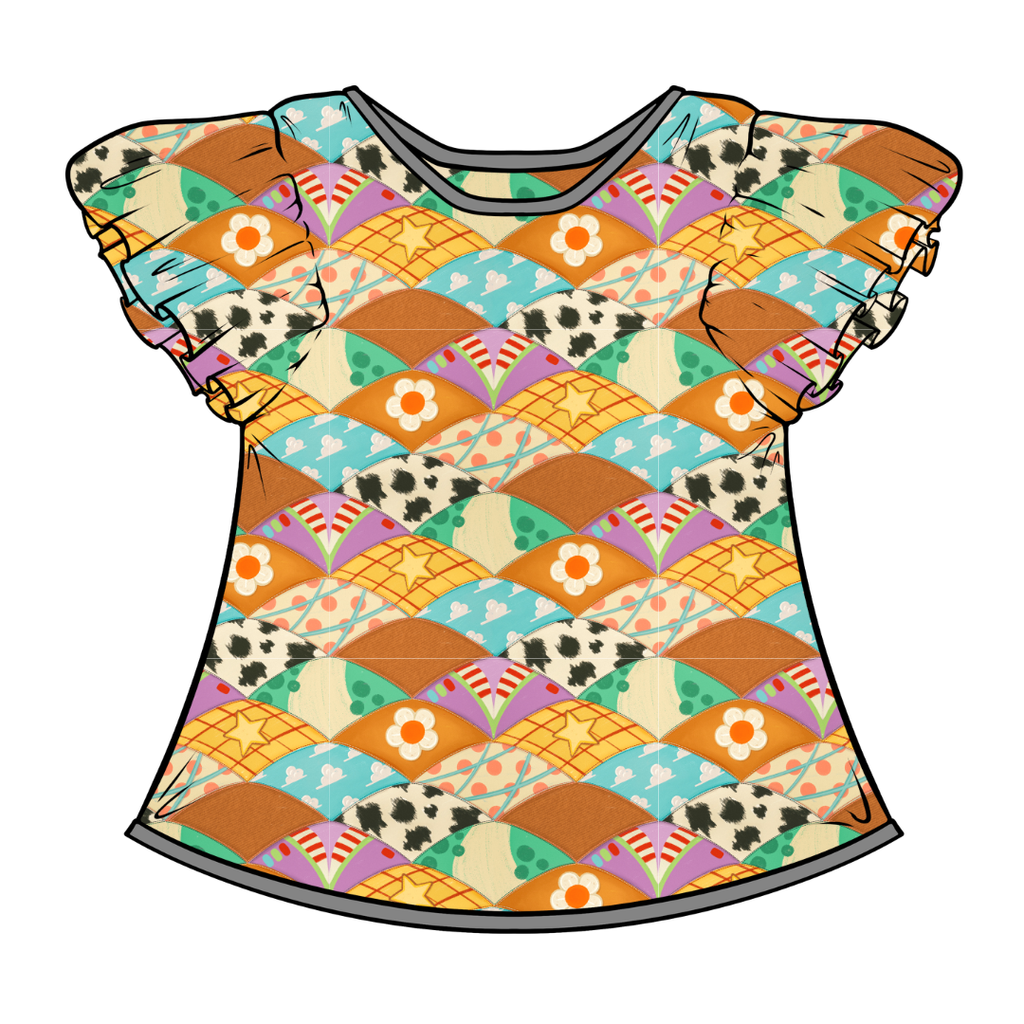 stitched in dreams Moon Short Sleeve Flutter Bamboo Shirt - PRE ORDER