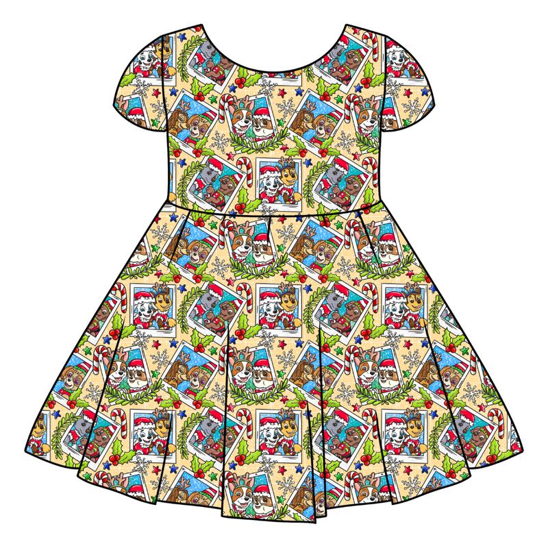 Paws & Claus Honey Twirl Dress - Bamboo - Pre Order - Christmas Special