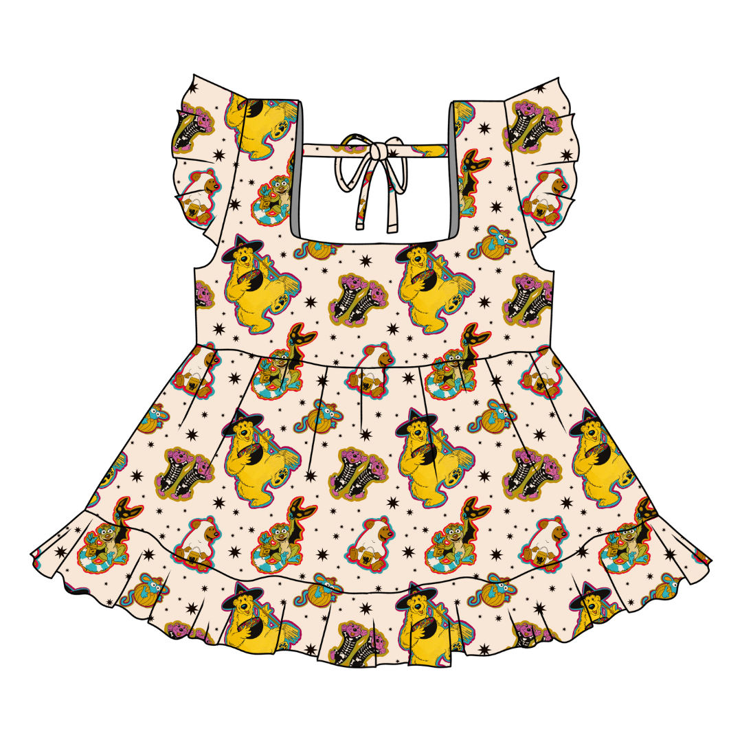Halloween Bear - Sadie Tie Back Ruffle Top - PRE ORDER