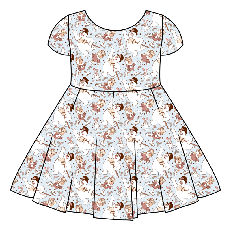 Jolly Snowman - Blue Honey Twirl Dress - Bamboo - Pre Order - Christmas Special