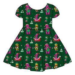 Dino Days of Christmas Honey Twirl Dress - Bamboo - Pre Order - Christmas Special