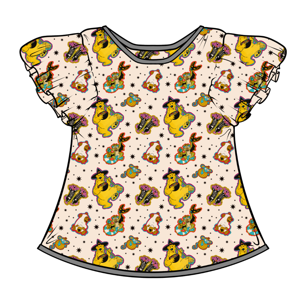 Halloween Bear Moon Short Sleeve Flutter Bamboo Shirt - PRE ORDER