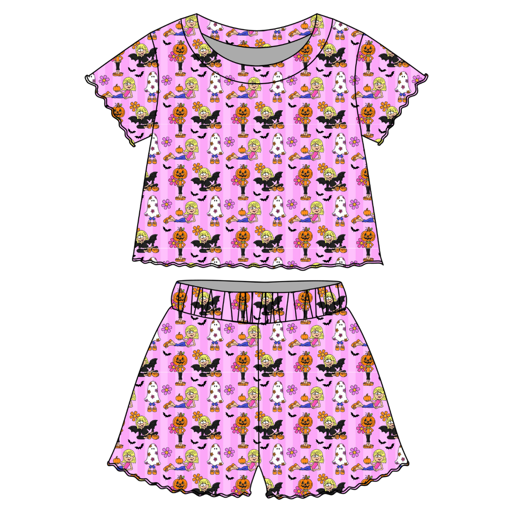 hey now hey now - Orchid Ruffle Short Sleeve Short Set Bamboo - PRE ORDER