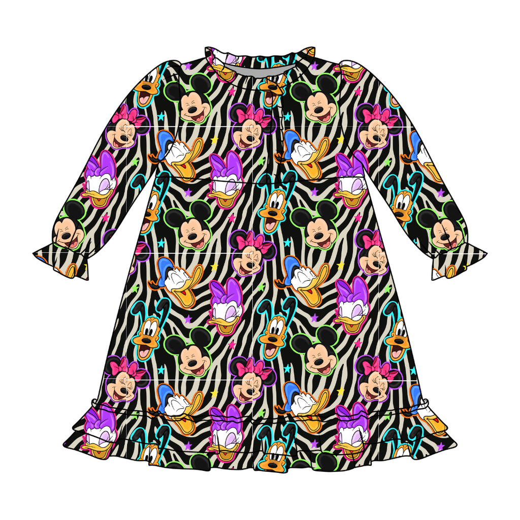 Throwback Crew Emerald Bamboo Long Sleeve Lounge Dress - PRE ORDER