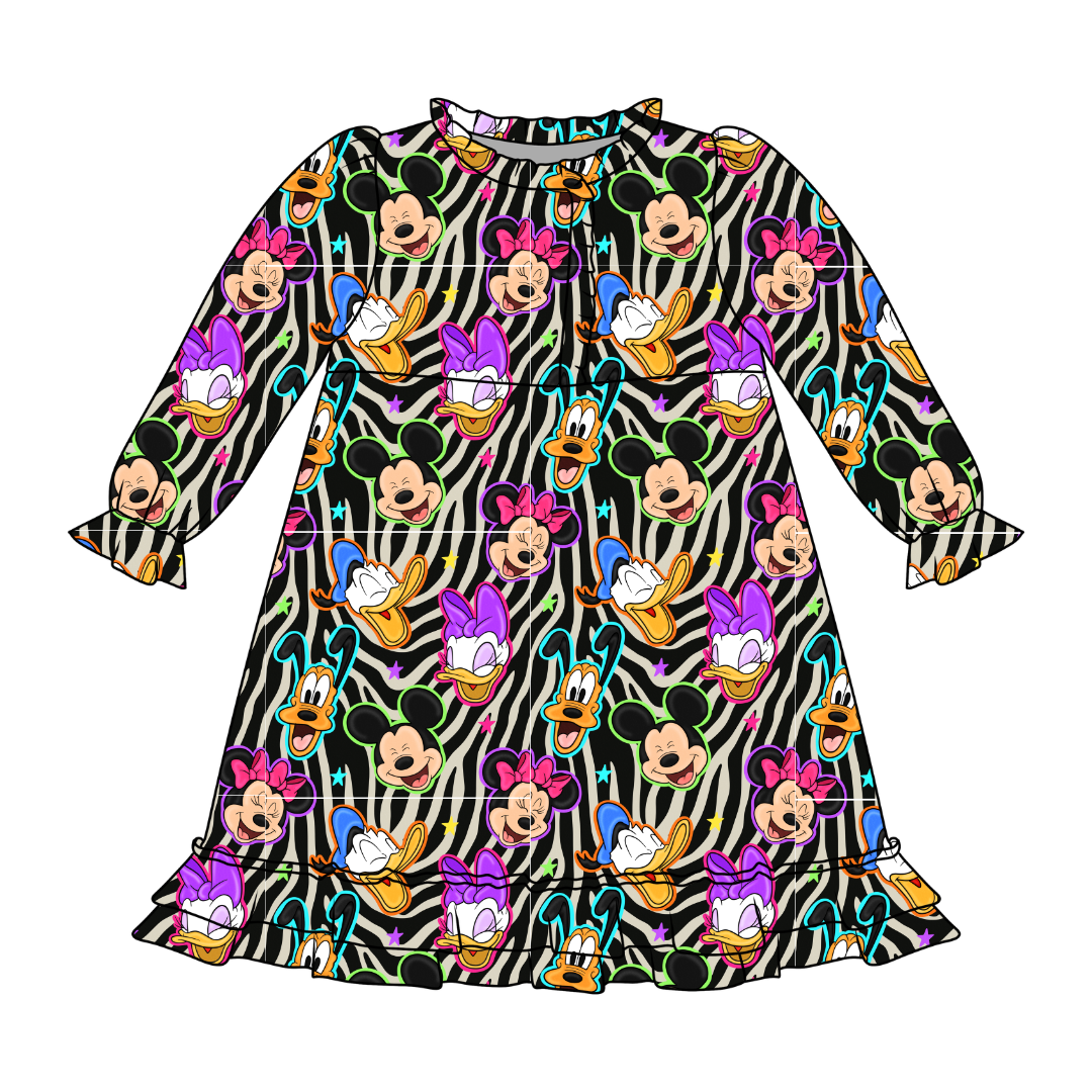Throwback Crew Emerald Bamboo Long Sleeve Lounge Dress - PRE ORDER