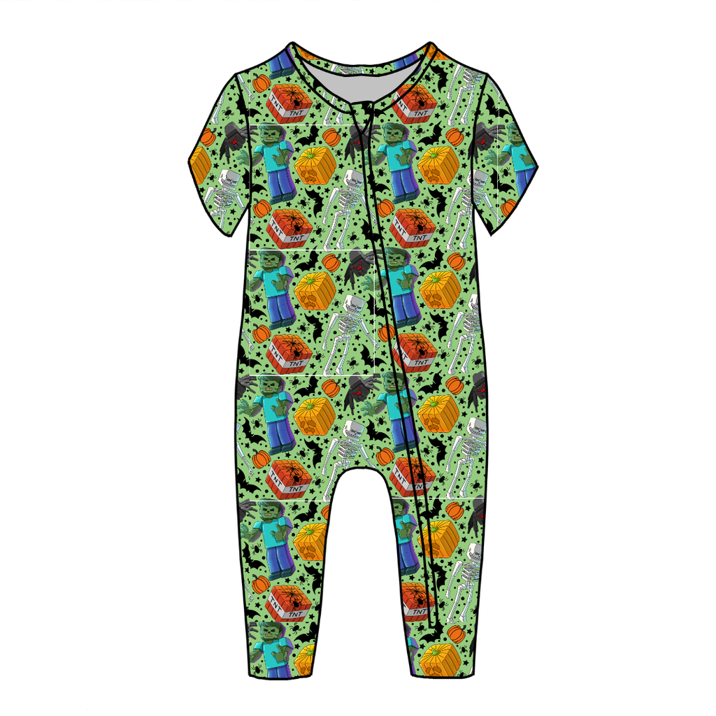 Pixel Pumpkin Patch Dandelion Short Sleeve Sleeper Bamboo - PRE ORDER